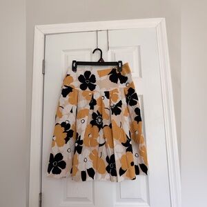 Lucy & Laurel A-Line Skirt - Black and Yellow Floral